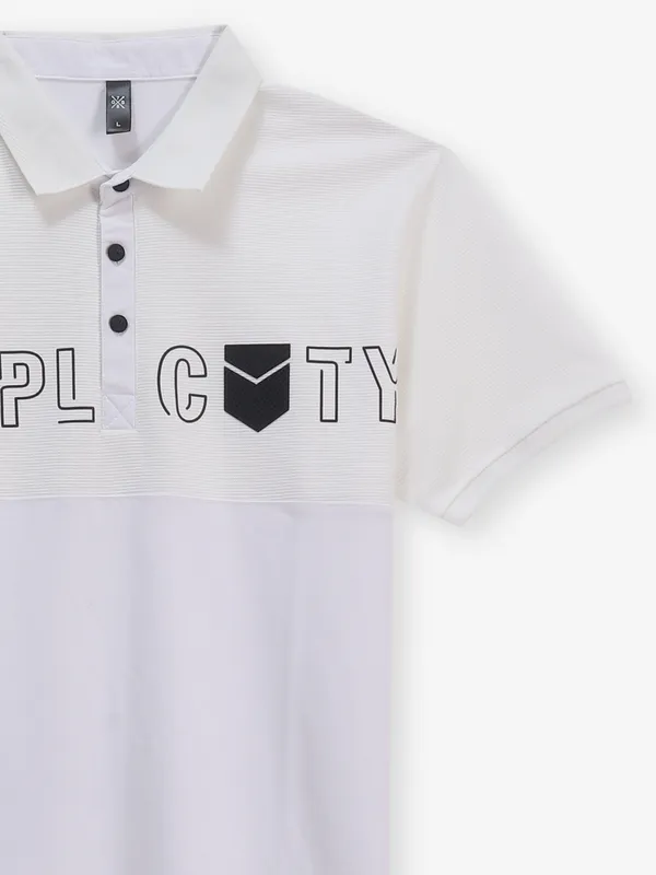GS78 white printed cotton t-shirt