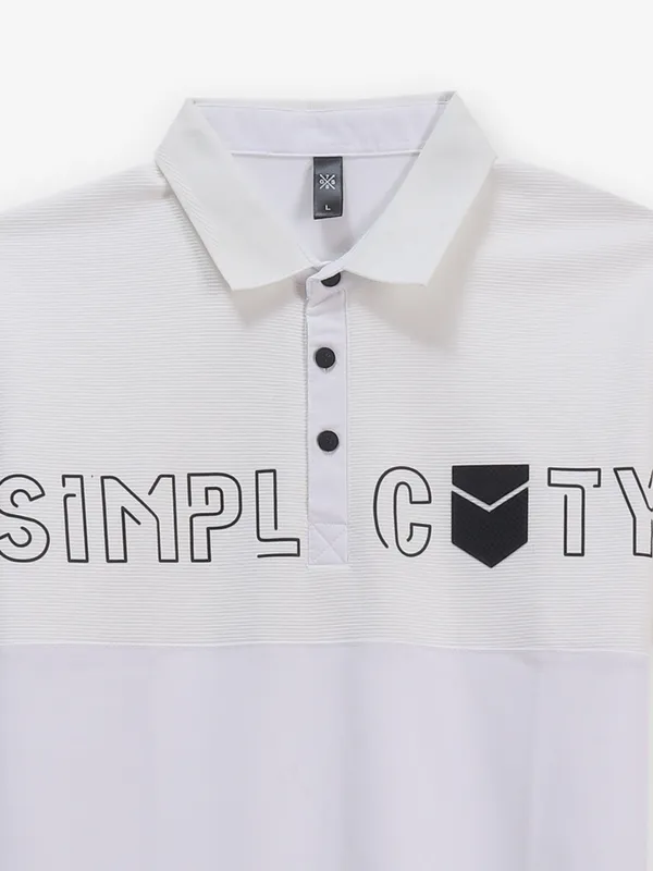 GS78 white printed cotton t-shirt