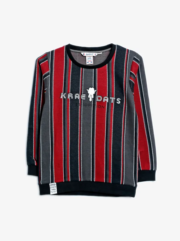 Gusto black and red stripe t shirt