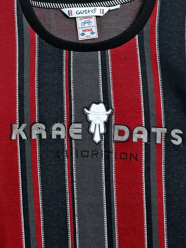 Gusto black and red stripe t shirt