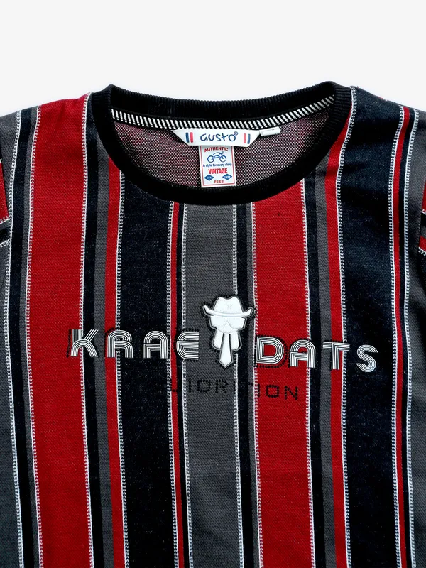 Gusto black and red stripe t shirt