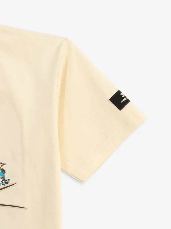 GUSTO cream printed cotton t-shirt