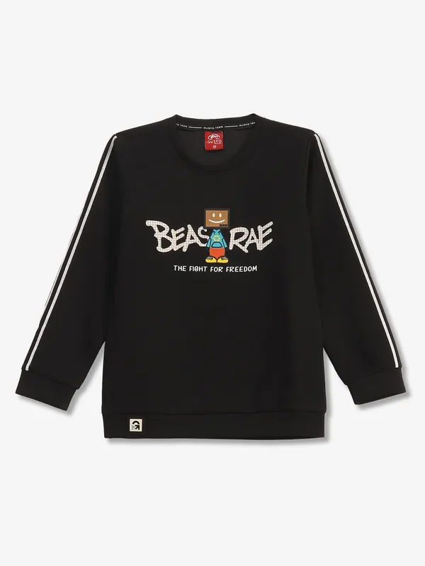 GUSTO printed black cotton casual t-shirt