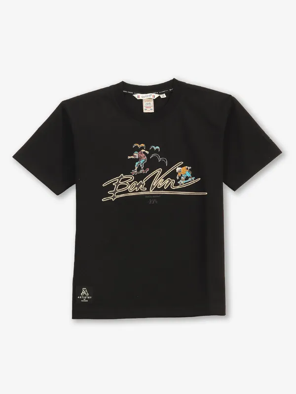 GUSTO printed cotton t-shirt in black