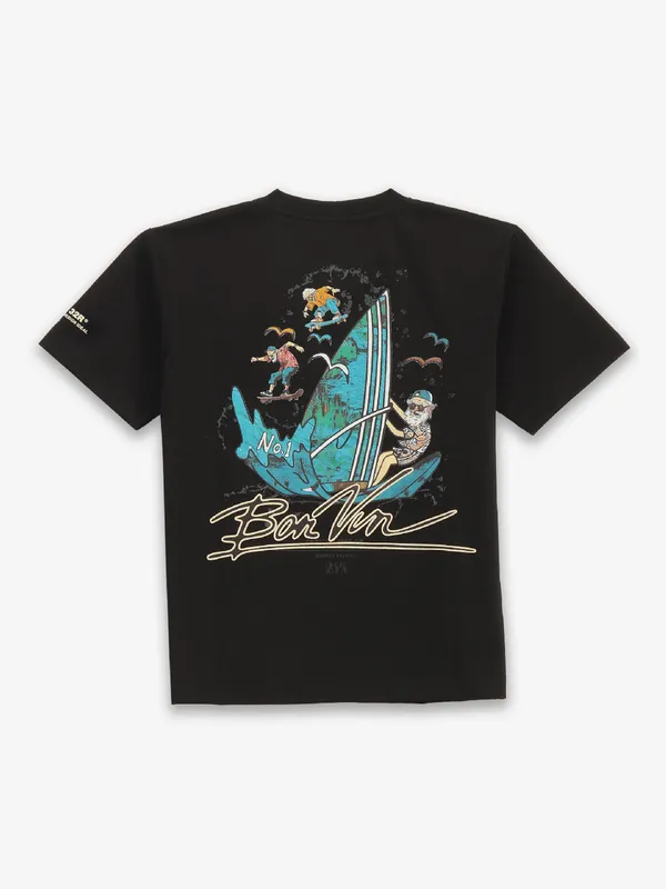 GUSTO printed cotton t-shirt in black