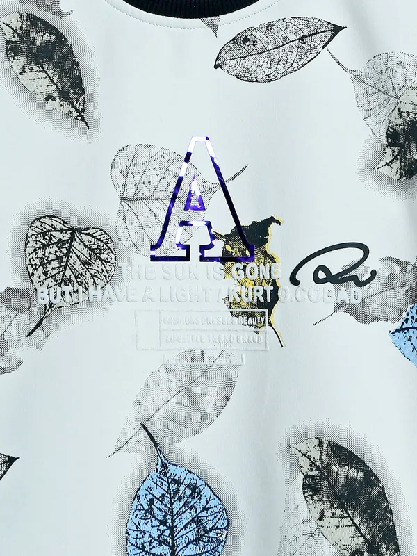 Gusto printed cotton white t shirt