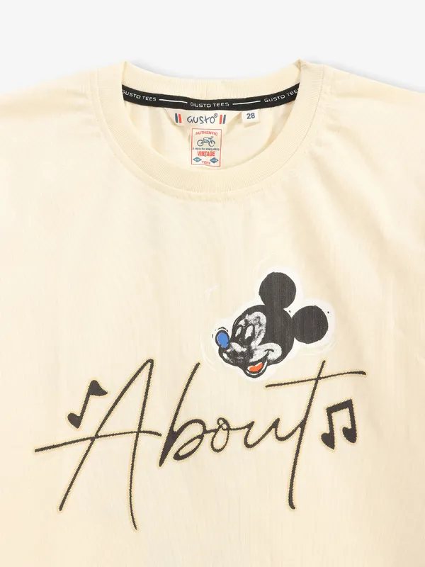 GUSTO printed cream cotton t-shirt