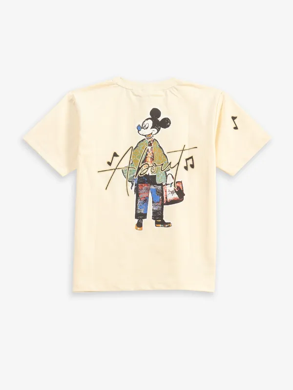 GUSTO printed cream cotton t-shirt