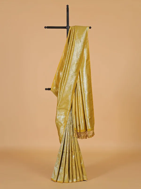 Haldi special yellow silk saree