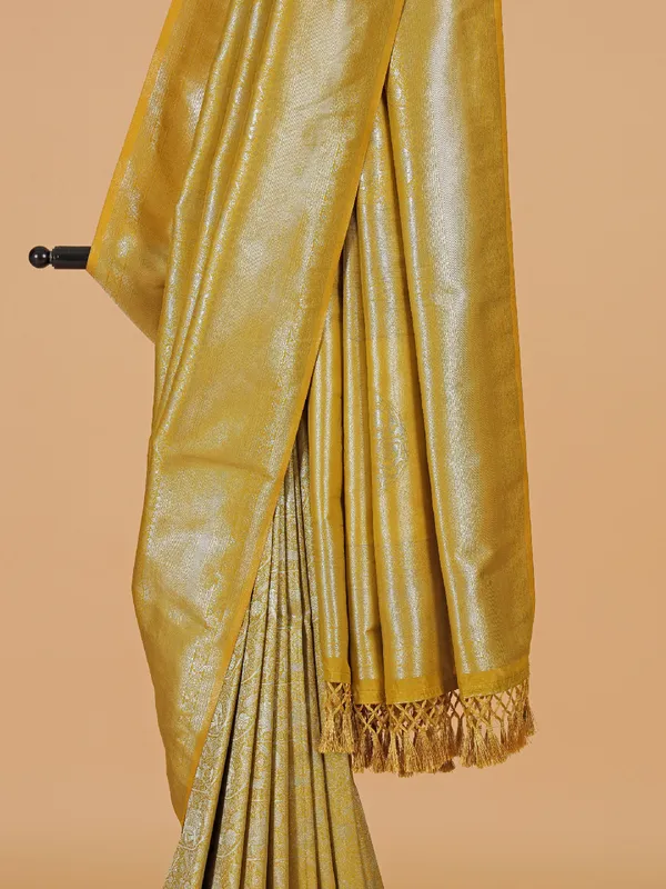 Haldi special yellow silk saree