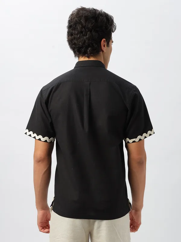 HAMPTONS black cotton linen casual wear shirt