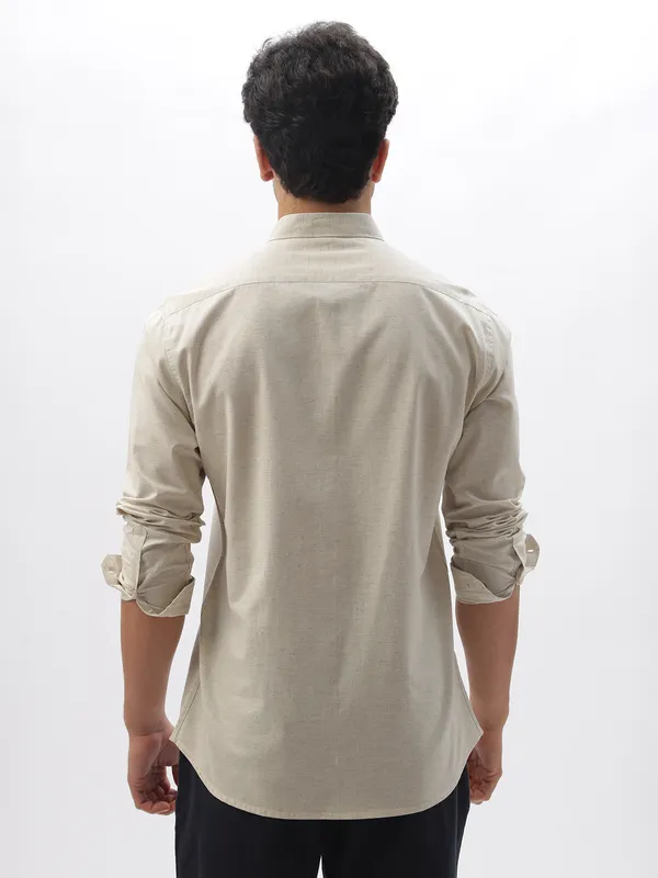 HAMPTONS cream opaque printed casual shirt