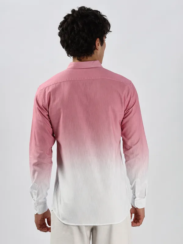 HAMPTONS pink and white shaded casual shirt