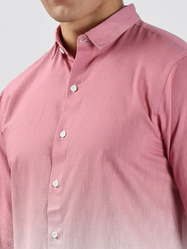 HAMPTONS pink and white shaded casual shirt