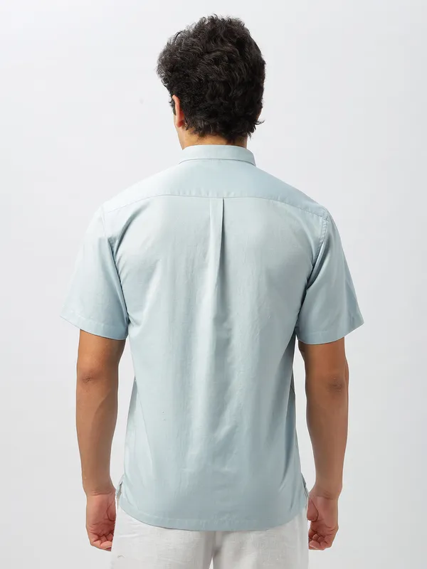 HAMPTONS sky blue slim fit casual shirt for men