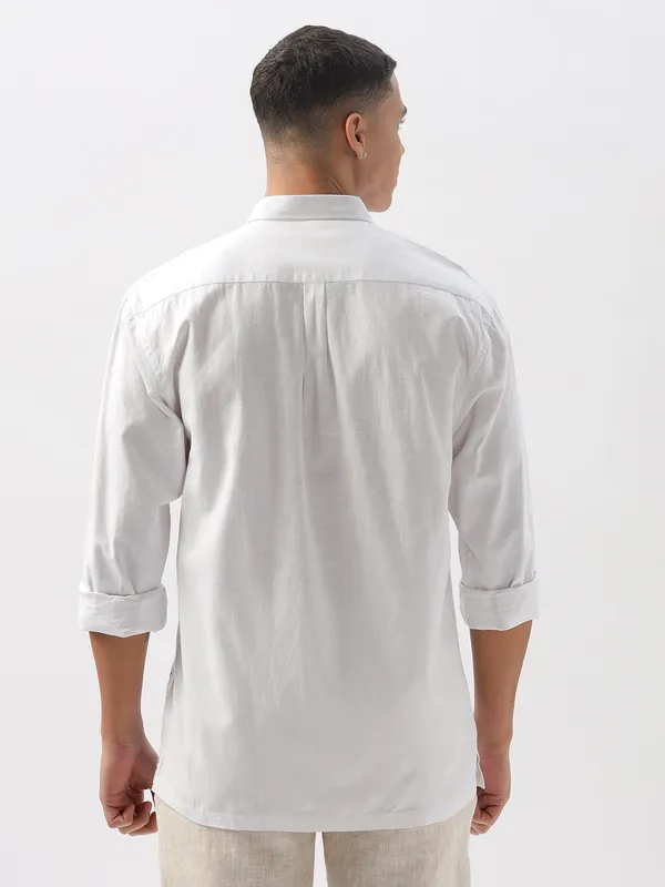 HAMPTONS white embroidered cotton linen shirt