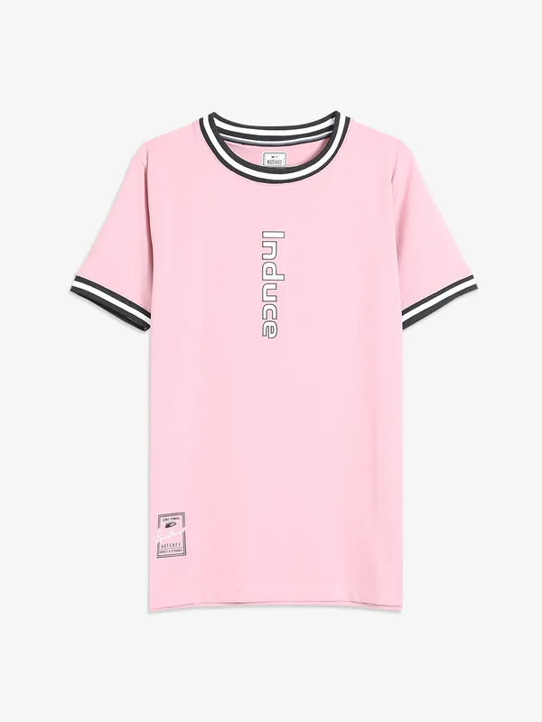 Hats Off pink cotton round neck t shirt