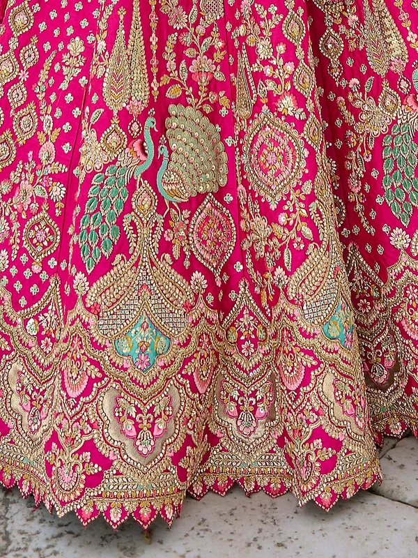 Heart catching pink silk unstitched lehenga choli