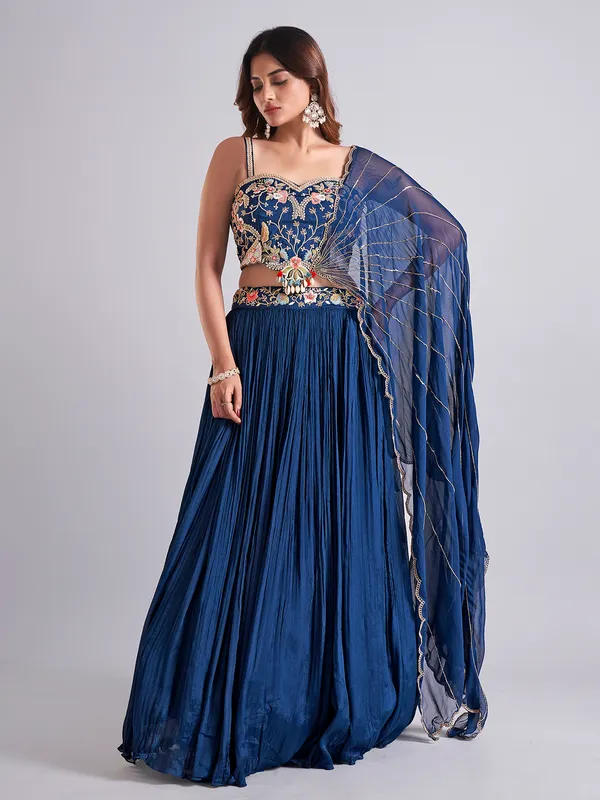 Heavy blue georgette lehenga choli