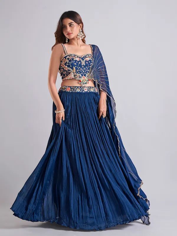 Heavy blue georgette lehenga choli