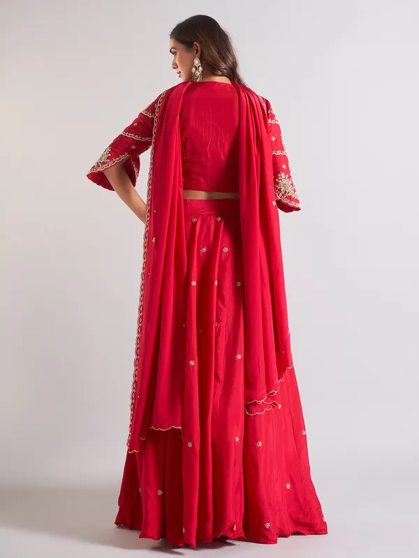 Heavy maroon silk palazzo suit