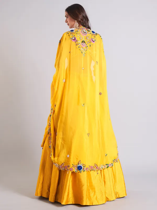 Heavy mustard yellow lehenga choli for wedding