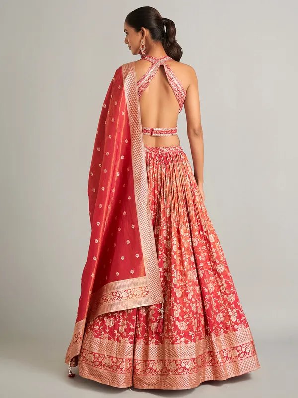 Heavy red banarasi silk lehenga choli