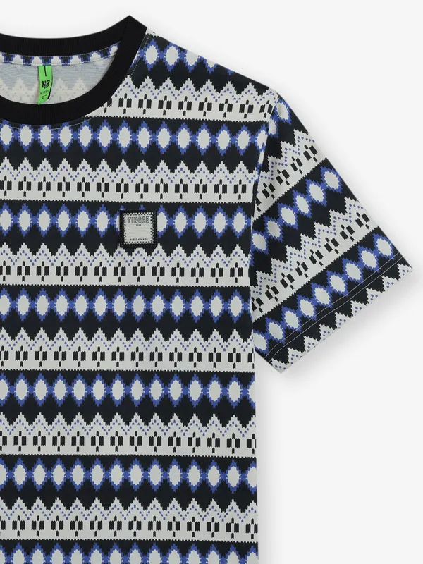 HIBRID beige and blue printed t-shirt
