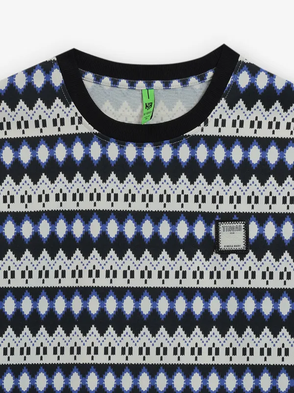 HIBRID beige and blue printed t-shirt