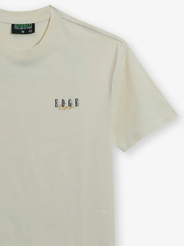 HIBRID beige printed cotton t-shirt