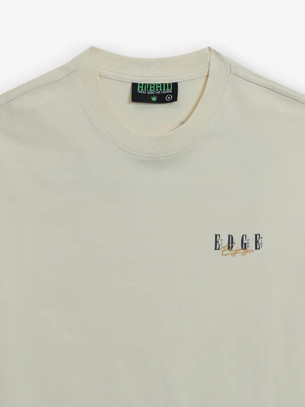 HIBRID beige printed cotton t-shirt