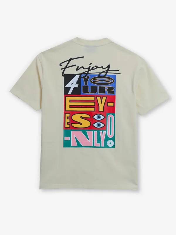 HIBRID beige printed cotton t-shirt