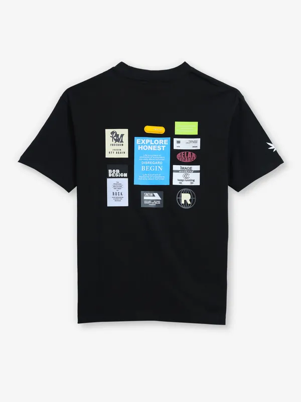 HIBRID black casual cotton printed t-shirt