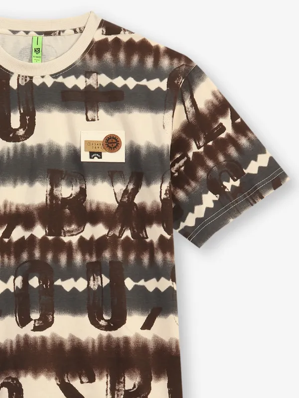 HIBRID brown printed cotton t-shirt