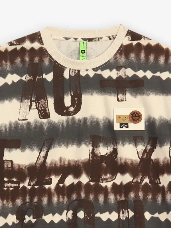 HIBRID brown printed cotton t-shirt