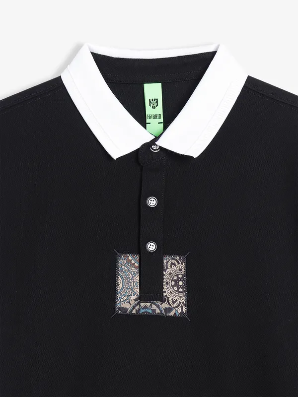Hibrid cotton black polo t shirt