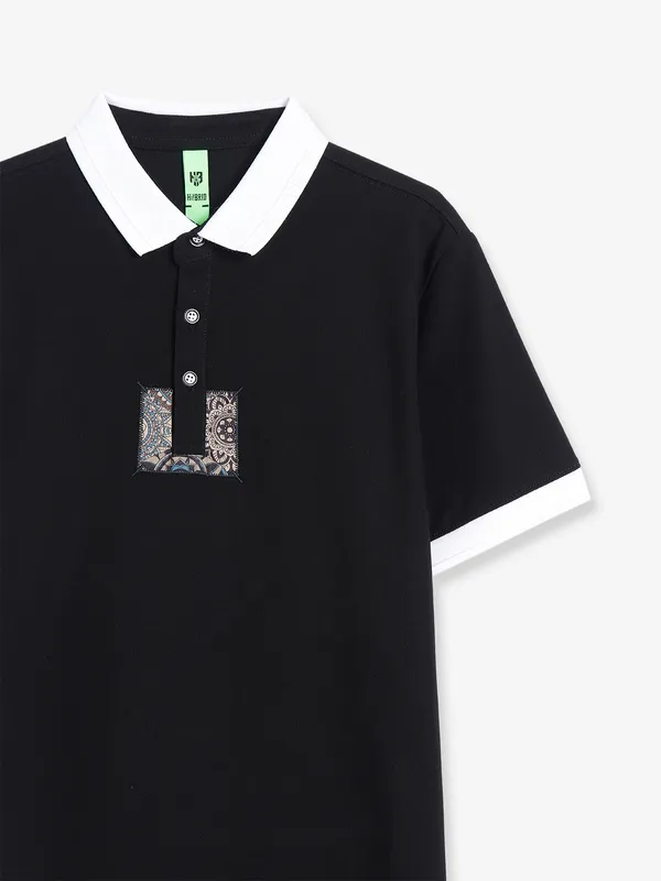 Hibrid cotton black polo t shirt