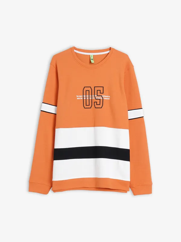Hibrid cotton orange printed t shirt