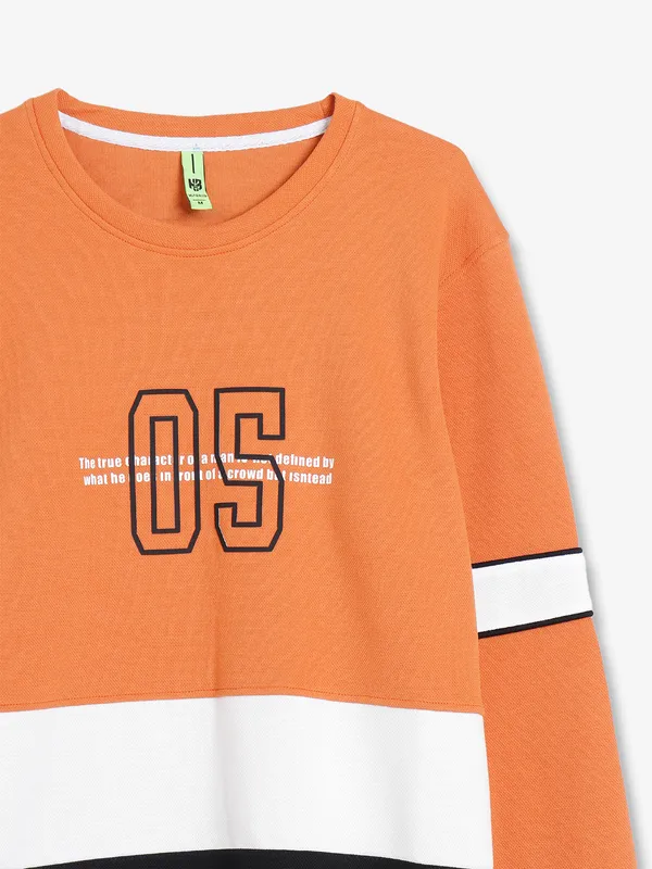 Hibrid cotton orange printed t shirt