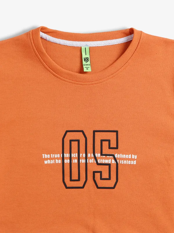 Hibrid cotton orange printed t shirt