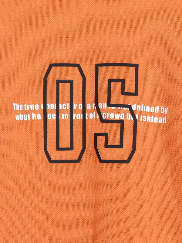 Hibrid cotton orange printed t shirt