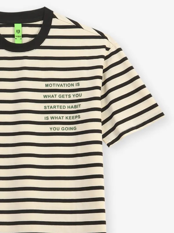 HIBRID cream stripe cotton t-shirt
