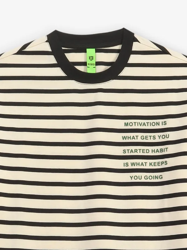 HIBRID cream stripe cotton t-shirt