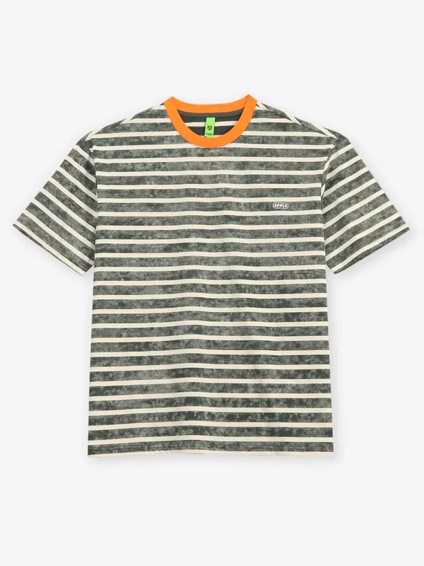 HIBRID green printed cotton round neck t-shirt