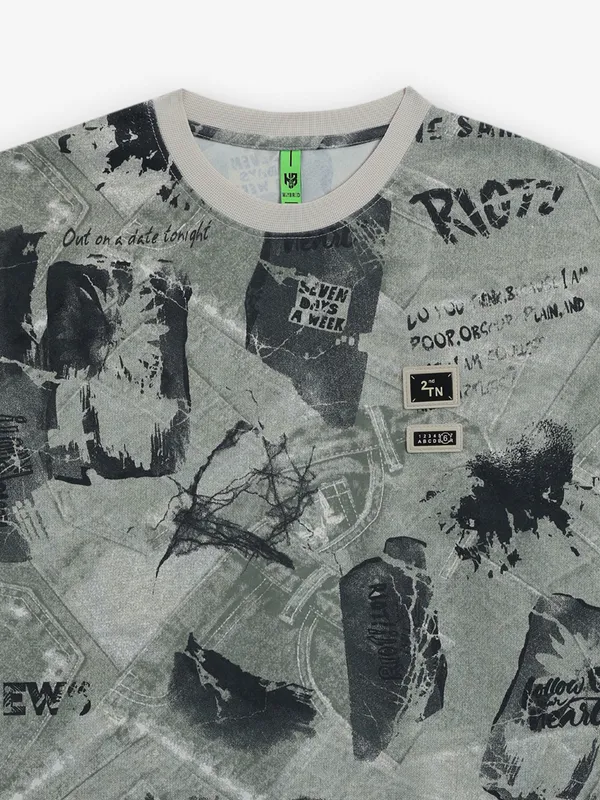 HIBRID green printed cotton t-shirt