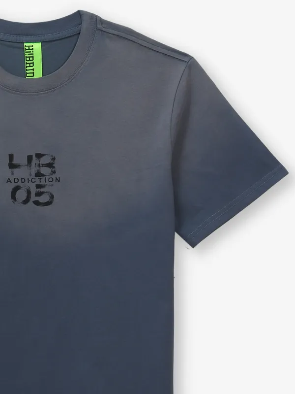 HIBRID grey printed cotton t-shirt
