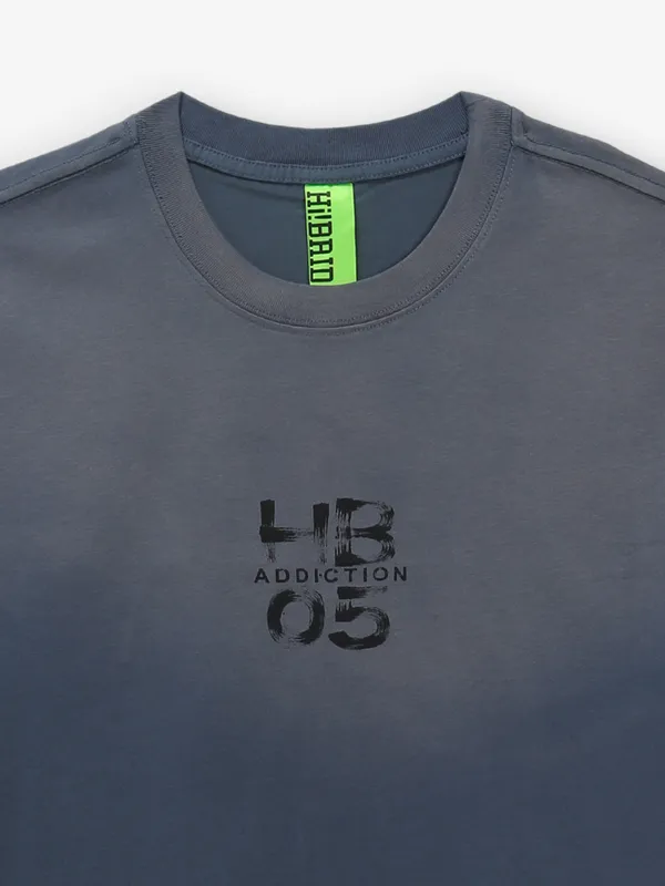 HIBRID grey printed cotton t-shirt