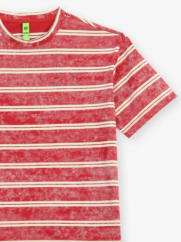 HIBRID maroon printed cotton t-shirt