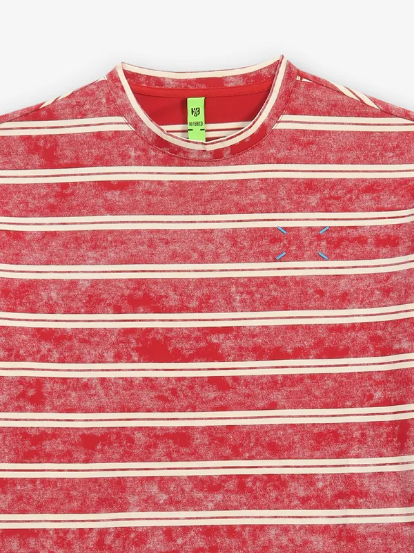 HIBRID maroon printed cotton t-shirt