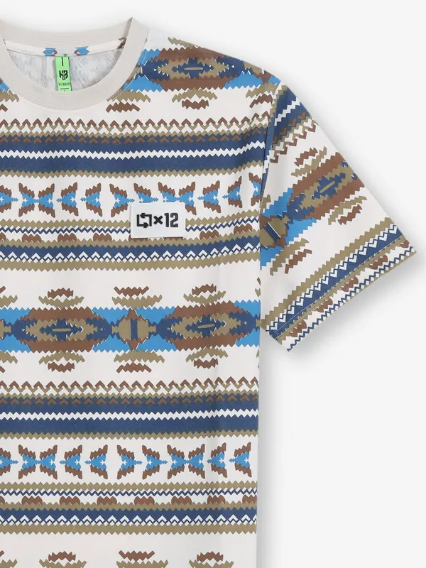 HIBRID off white cotton printed t-shirt